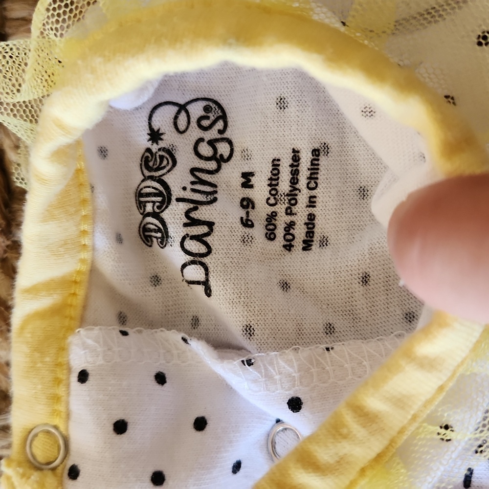DDG Darlings BE Happy 2 Piece Yellow & White Outfit. Sz 3-6 mo - Picture 4 of 6